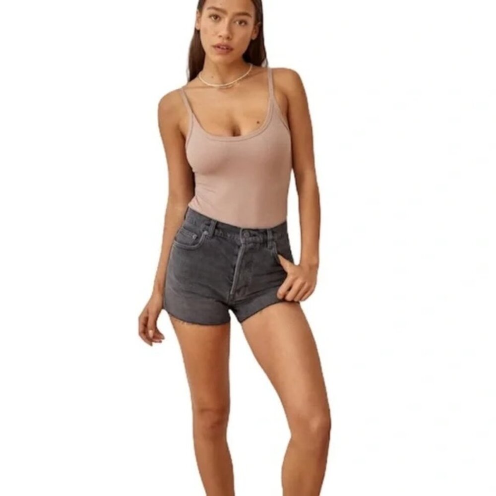 Reformation Charlie High Rise Button Fly Denim Shorts